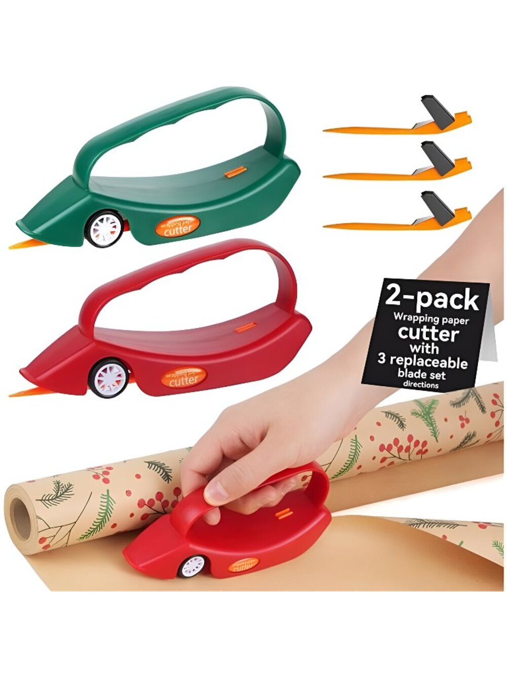 2PC Wrapping Paper Cutter Gift Wrap Cutter Christmas Wrapping Paper Cutter